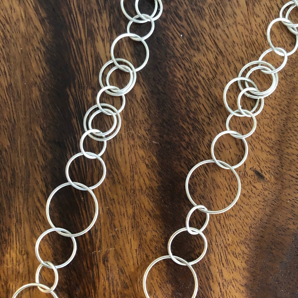 Long Silver Interlocking Necklace - image 3